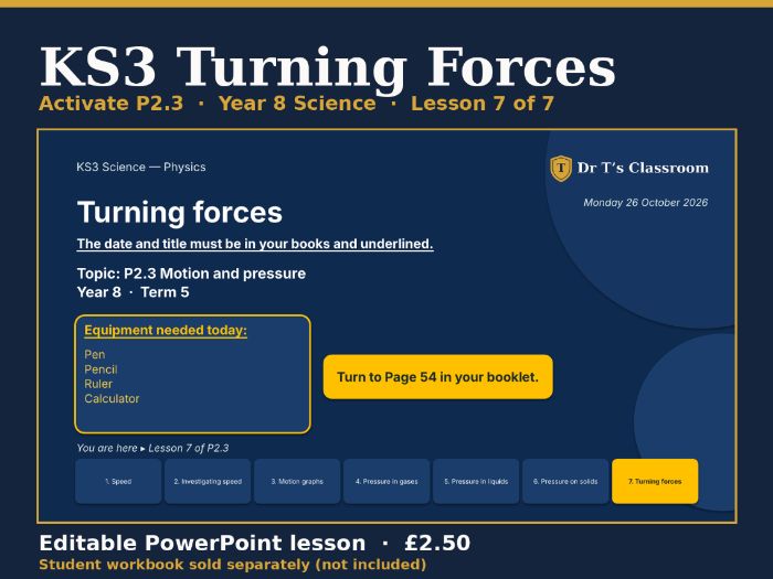KS3 Activate P2.3 Speed: Turning Forces