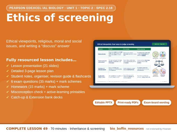 IAL Biology Edexcel – Ethics of Screening