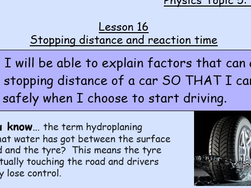 AQA Combined Science P5 Forces Part 16 Stopping Distance