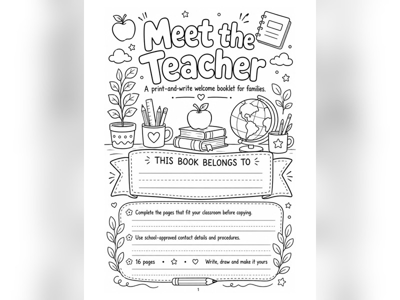 Meet the Teacher Booklet - Back to School