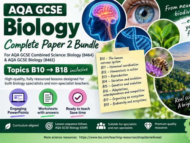 Complete AQA GCSE Biology Bundle for Paper 2 (topics B10->B18)