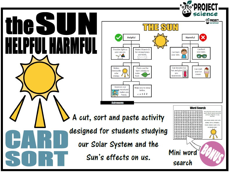 The Sun: Helpful and Harmful Card Sort [Cut and Paste Activity]