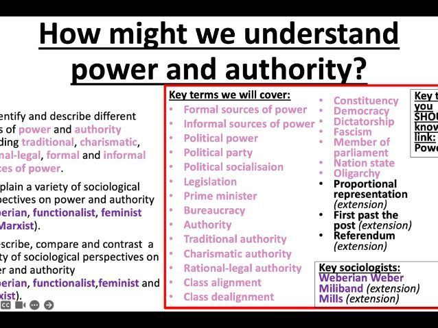 AQA GCSE Sociology: Social stratification - Power and authority