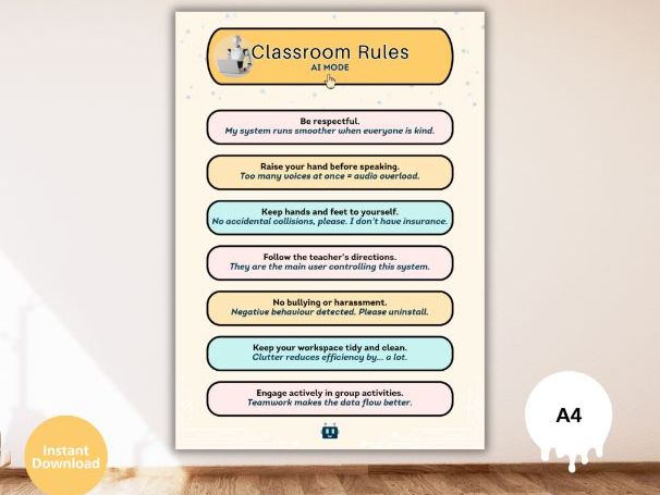 AI-Mode Classroom Rules Poster — Calm Behaviour, Clear Expectations, Smart Classroom Management
