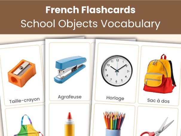 French School Objects Flashcards | Real Photo Vocabulary Cards | Printable Learning Resource