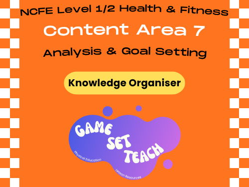 NCFE Health and Fitness Knowledge Organiser — Analysis and Setting Goals (Content Area 7)
