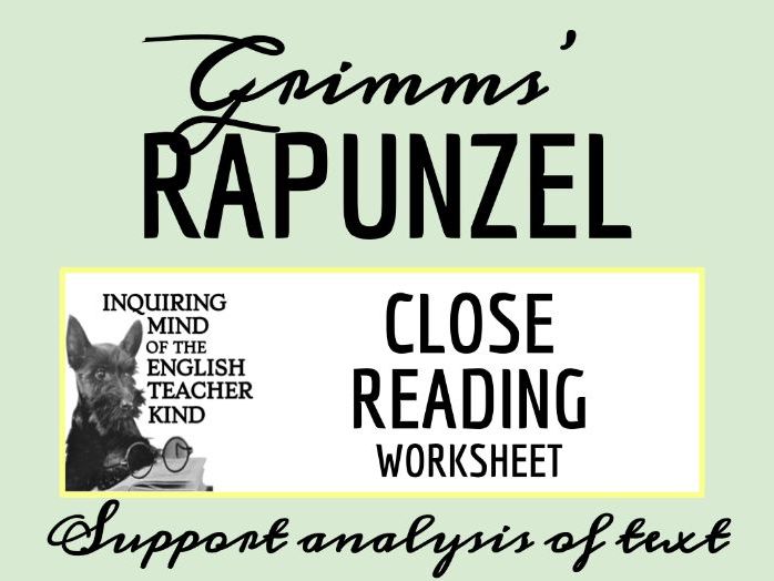 Grimms' Fairy Tale "Rapunzel" Close Reading Worksheet