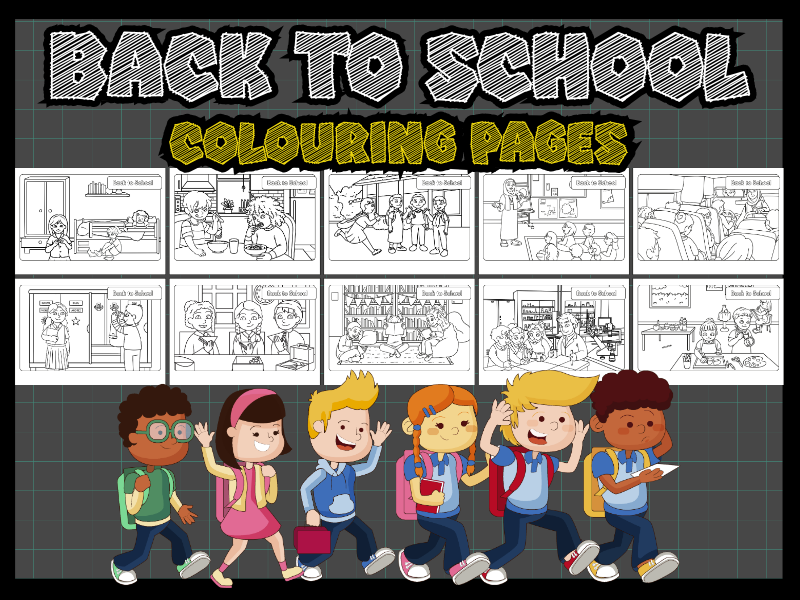 Back to School Coloring Pages - First Day Activities Printable Worksheets part 1