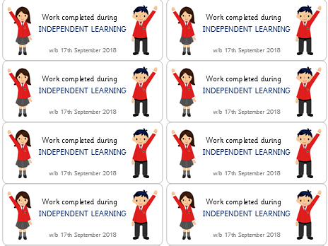 Work Completed During INDEPENDENT LEARNING Stickers- EDITABLE- 14 per page