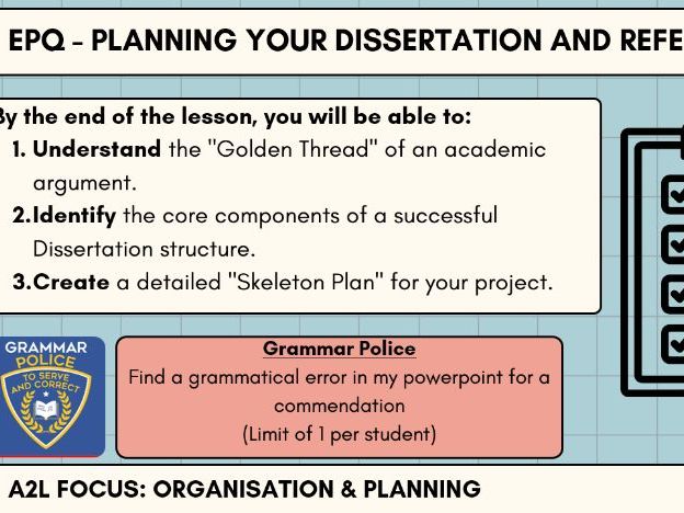 EPQ - Dissertation Planning