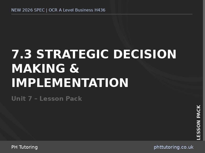 NEW 2026 OCR A Level Business H436 – 7.3 Strategic Decision Making & Implementation – LESSON PACK