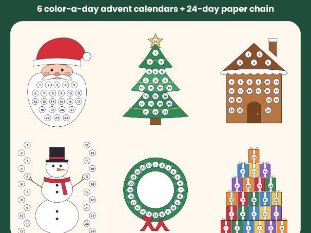 Christmas Countdown Colouring Advent Calendars
