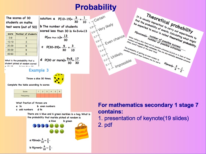 Probability for secondary 1 stage 7 keynote presentation+pdf