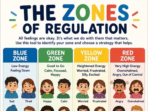 Zones of Regulation Poster | Emotions & Self-Regulation Strategies | Classroom Wellbeing Display