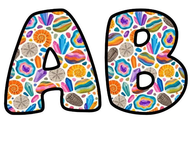 Fossils Crystals and Rocks Bubble Letters | History Topic Bulletin Board Letters