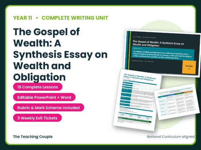 The Gospel of Wealth: A Synthesis Essay on Wealth and | Year 11 English Unit