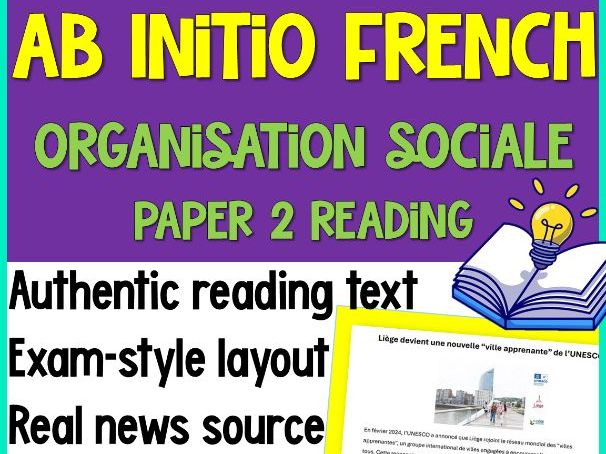 IB French Ab Initio Organisation sociale | Reading Text | Questions | Exam Prep