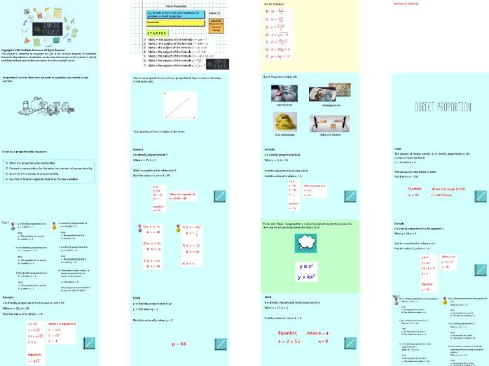 Direct and Inverse Proportion Equations - Maths GCSE Higher PowerPoint Lessons Resource Bundle