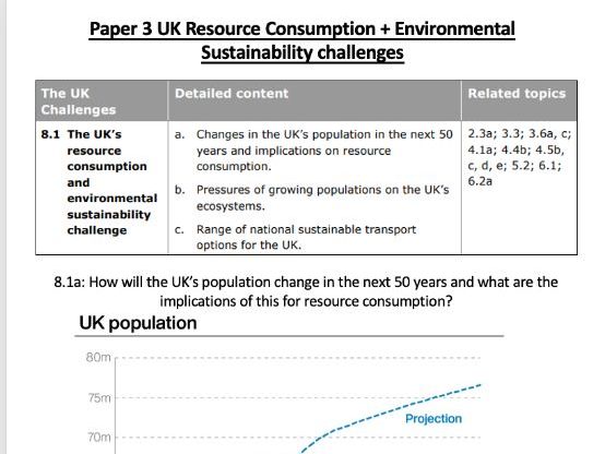 GCSE Edexcel A Paper 3 UK Challenges Lessons & Booklets