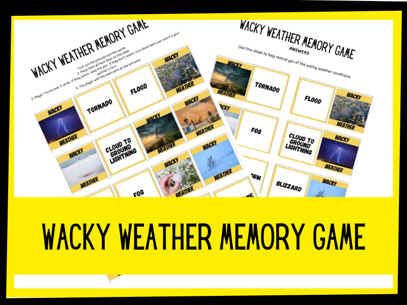 Wacky Weather memory game KS1 KS2 Primary Science Teaching Resources
