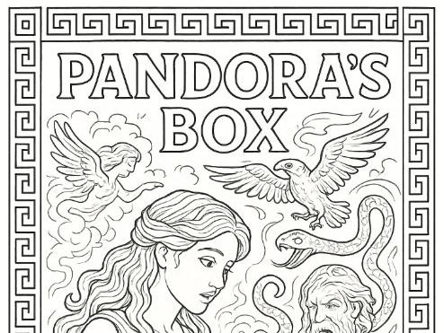 Pandora's Box Colouring Page Greek Mythology