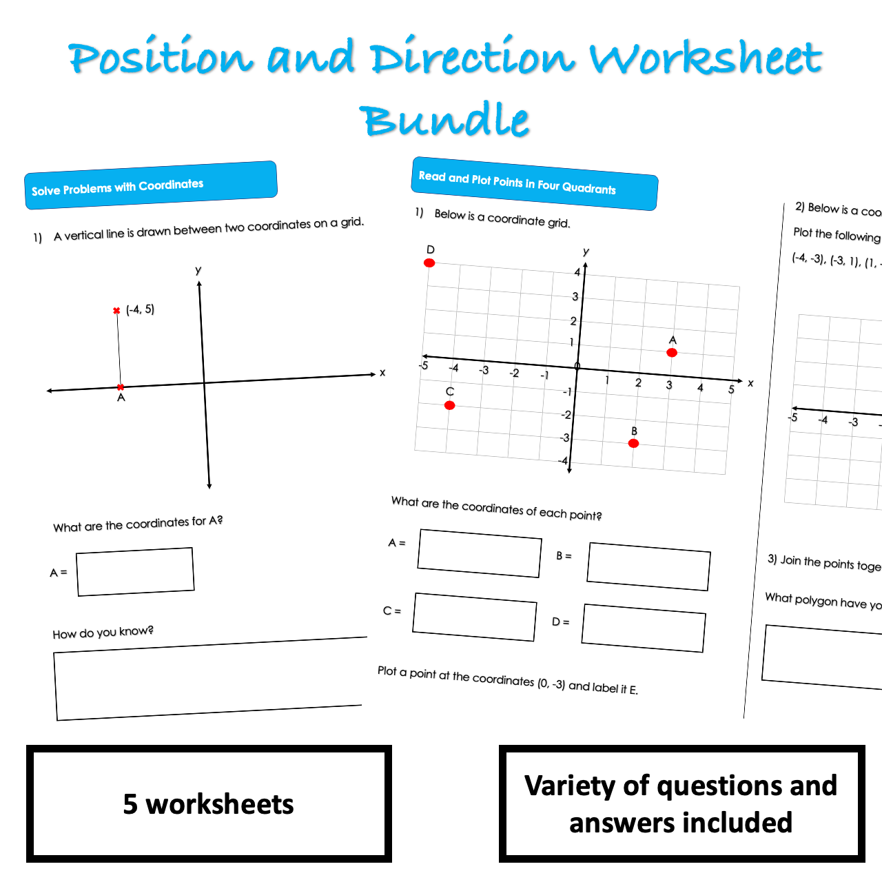 Position and Direction Worksheet Bundle (Year 6)