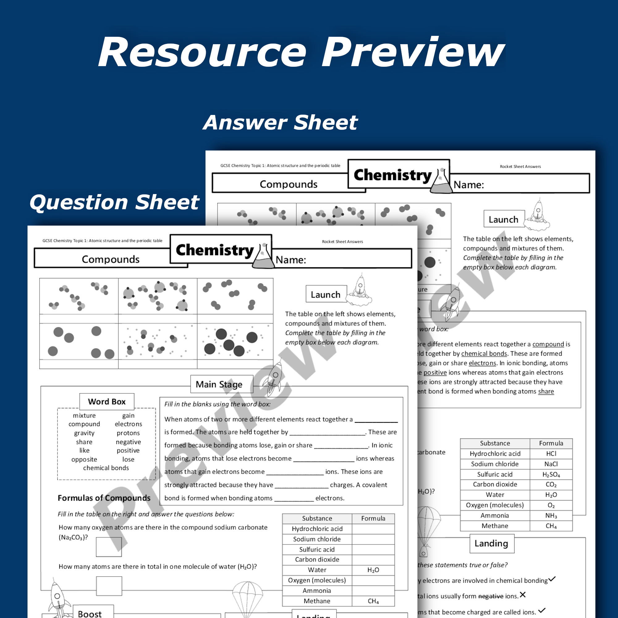 Compounds + Mixtures Home Learning Worksheet GCSE | Teaching Resources