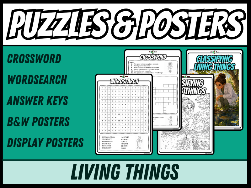 Classifying Living Things | Crossword, Wordsearch, Colouring Posters | Year 3/4