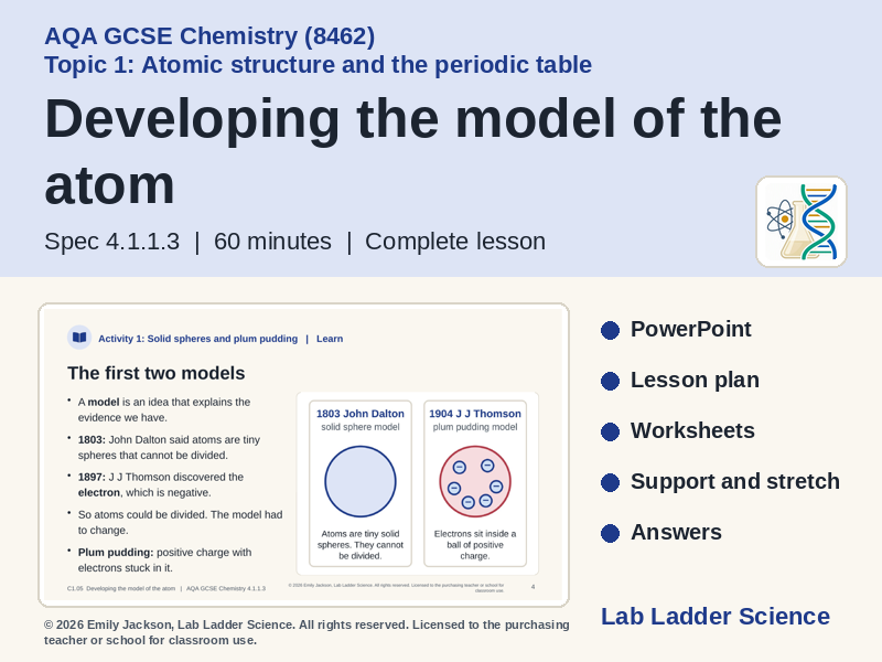 C1-05 Developing the Model of the Atom: AQA GCSE Chemistry