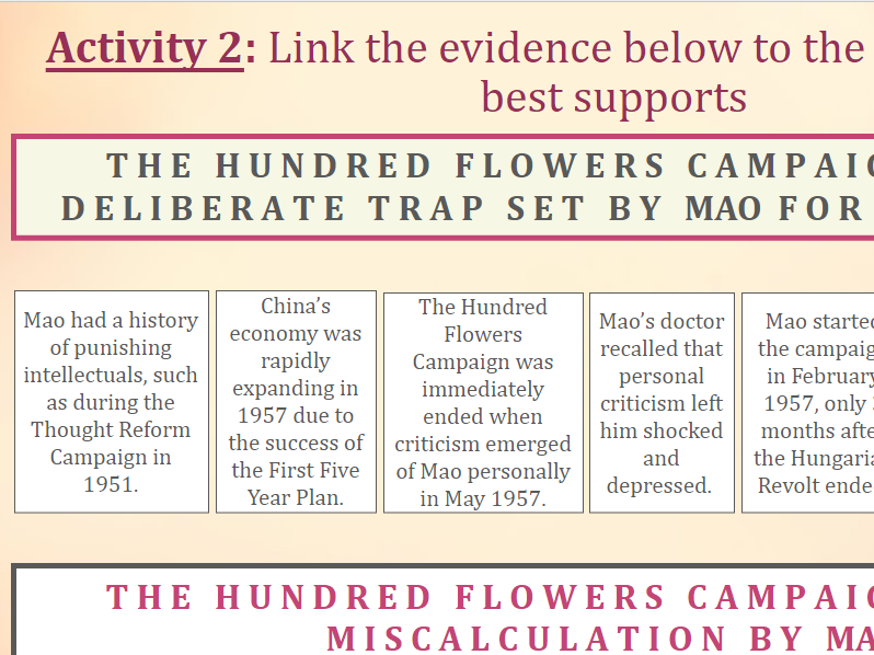China The Hundred Flowers Campaign Teaching Resources
