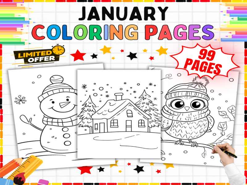 January Coloring Pages | 99 Printable Winter Worksheets | Seasonal Colouring Sheets for Kids