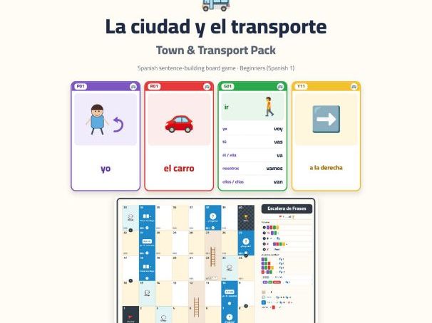 Spanish Town & Transport Sentence-Building Game