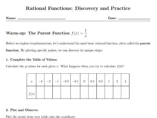 IB/A-level  Rational Function Worksheet