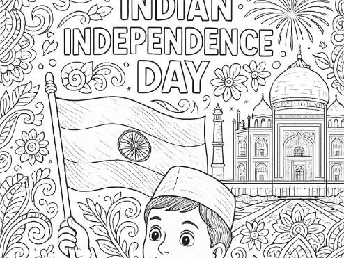 Indian Independence Colouring Sheet