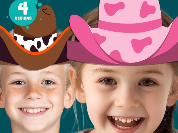 Cowboy Hat Paper Crown Template, Wild West Headband Craft, Wearable Coloring Craft