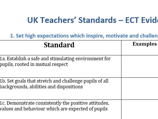 Early Career Teachers (ECT) Evidence Log