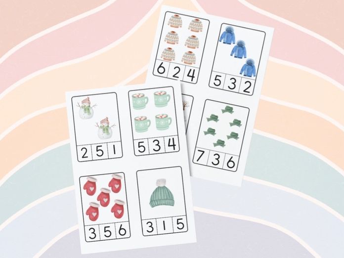 Winter/Christmas - Count & Peg Cards 0-10