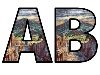 Pompeii & Mount Vesuvius (2) Lettering Set Display Title Letters Numbers Signs