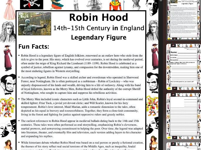 Robin Hood PACKET & ACTIVITIES, Important Historical Figures Series