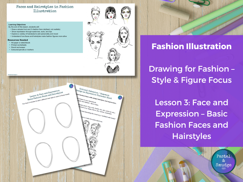 Drawing for Fashion: KS3–KS4 Fashion Faces & Hairstyles (Expression Lesson)