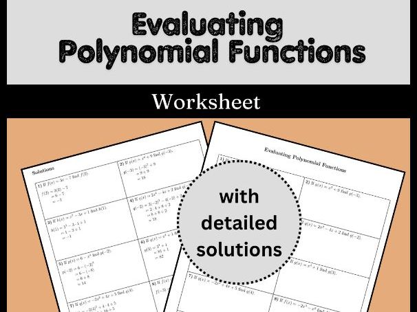Evaluating Polynomial Functions Worksheet (with solutions)