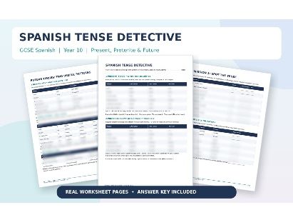 GCSE Spanish Tenses Worksheet | Present, Preterite & Future | KS4 Grammar Revision