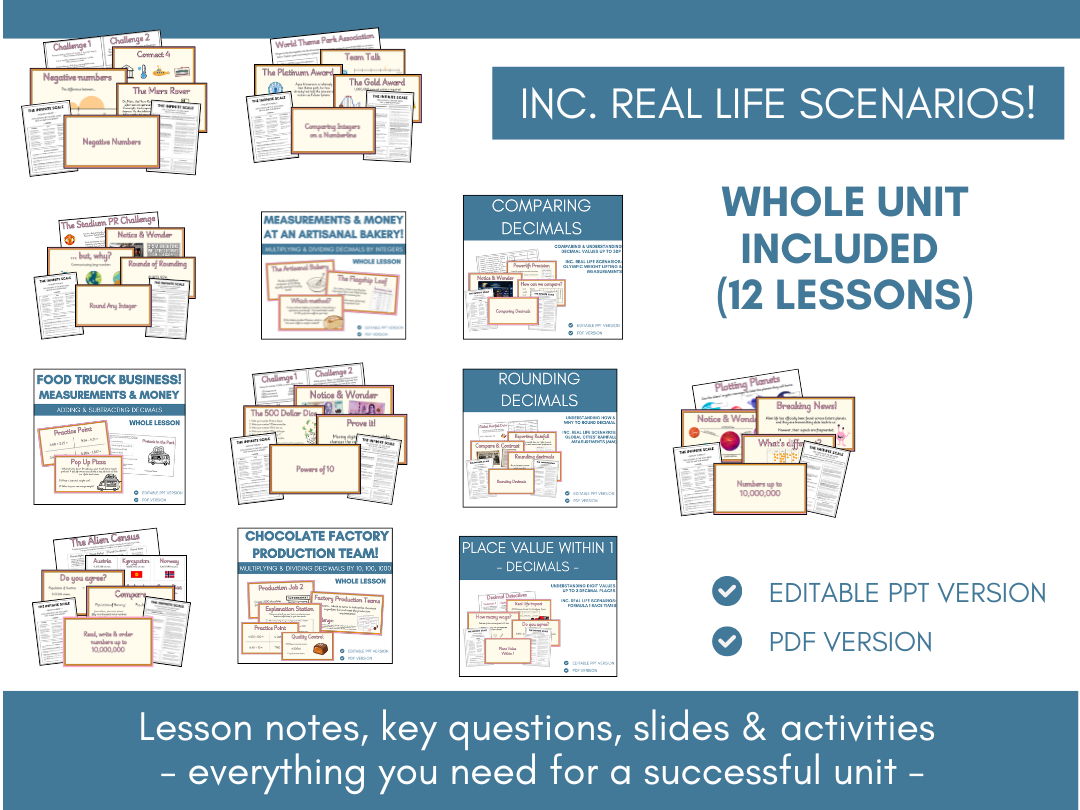 Place Value & Decimals | Whole Unit | Lesson Notes, Slides & Activities