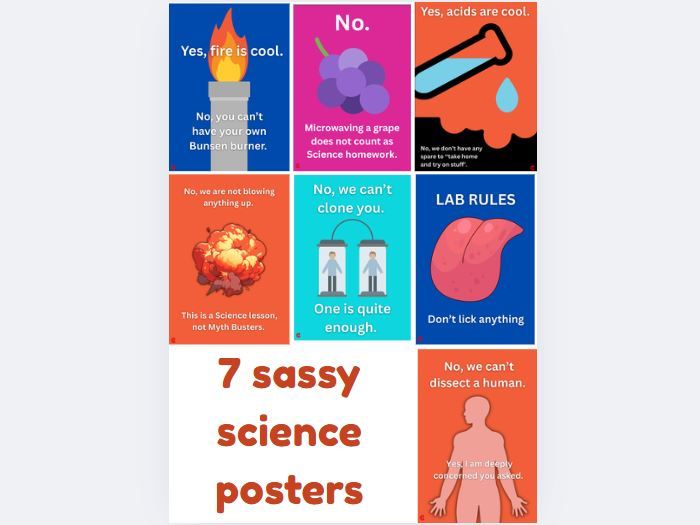 Bundle of 7 Funny and Sarcastic Science Classroom Poster