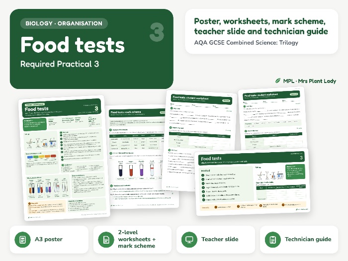 Food Tests Required Practical 3 Resources - AQA GCSE Combined Science Trilogy