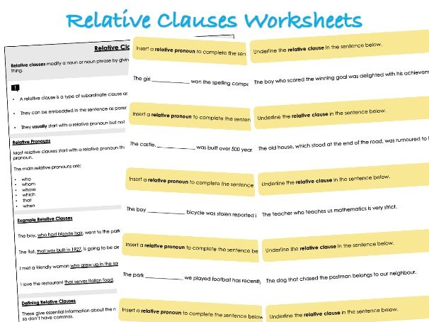 Relative Clauses Worksheets
