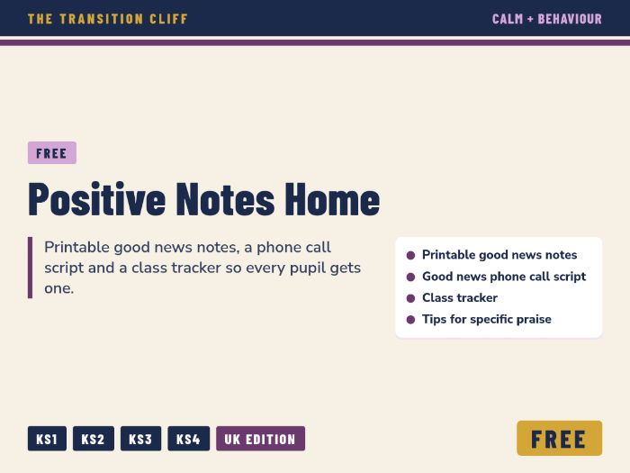 FREE Positive Notes Home and Good News Phone Call Script for SEND and Pastoral Teams