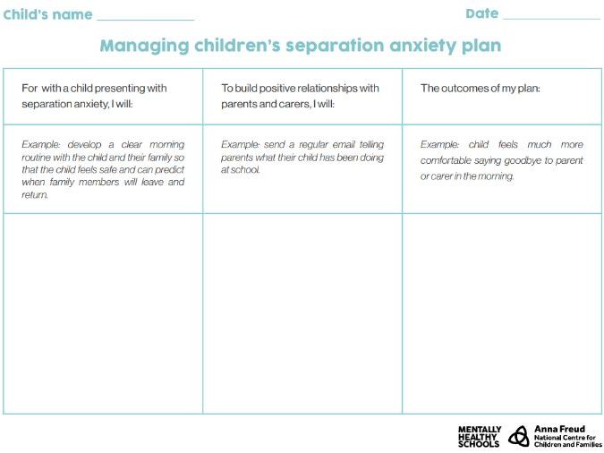 Managing children's separation anxiety plan