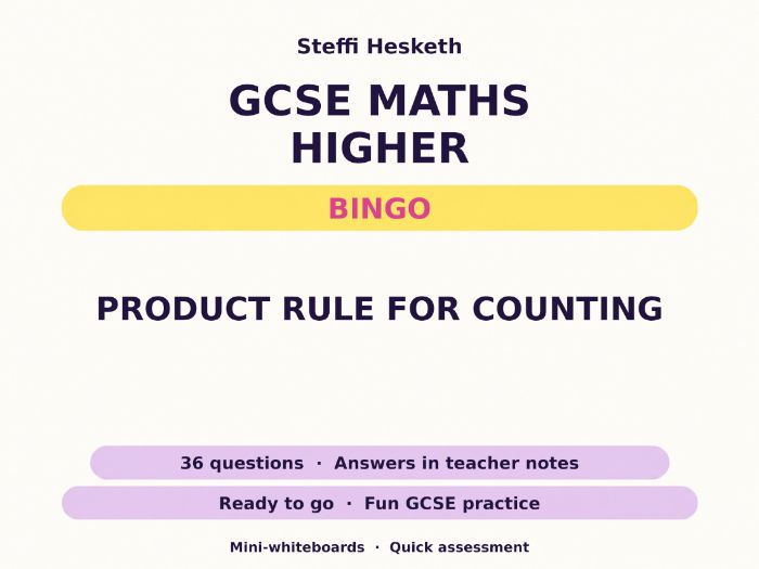 Product Rule for Counting GCSE Maths Higher Bingo