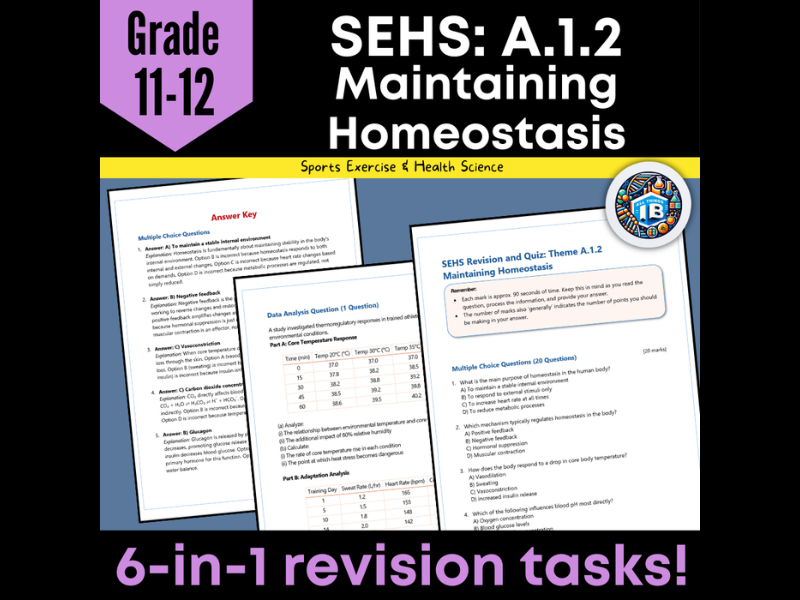 IB DP Sports, Exercise & Health Science (SEHS): A.1.2 – Quiz & Revision Worksheets (2026)